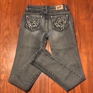 Gogo light black jeans with rhinestone detail